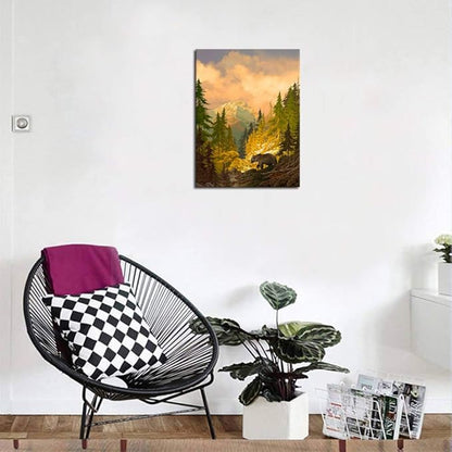 arteWOODS Canvas Wall Art Decor Grizzly Bear for Bedroom Living Room Forest Rocky Mountain Modern Canvas Artwork Contemporary Picture Prints for Office Wall Decoration 12" x 16"