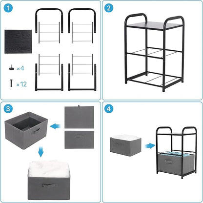 MAX Houser Dresser for Bedroom with 2 Drawers, Wide Chest of Drawers, Fabric Dresser, Storage Organizer Unit with Fabric Bins for Closet, Living Room, Hallway, Dark Grey