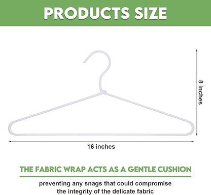 15 Pcs Fabric Wrapped Metal Hangers Covered Wire Hanger Metal Coat Hangers Non Slip for Clothes Closet Clothing Suit Shirt Pant (White)
