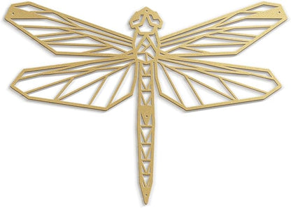 SIGNLEADER Metal Wall Art Decor Geometric Dragonfly Modern Abstract Wall Sculpture Hangings Home Decoration for Living Room, Bedroom, Bathroom, Kitchen, Outdoor - 24" Gold