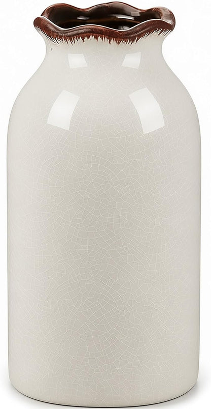 White Vase Ceramic Crackle Floral Vase for Modern Minimalism Nordic Home Bookshelf Living Room Table Centerpiece Decor