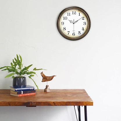 Wall Clock Battery Operated Silent Non-Ticking Vintage Wall Clocks for Kitchen, School, Living Room (12Inch, Bronze)