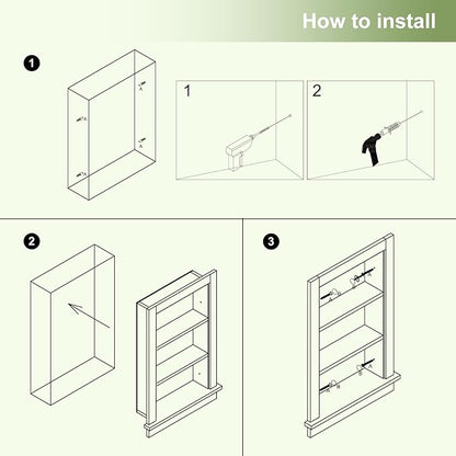 Recessed Medicine Cabinet for Bathroom Cabinet with Storage,14x24 in Wall Shower Niche Insert,3-Tier Bathroom Niche for Shower Wall,Recessed Wall Insert for Drywall,Fully Assembled,MDF