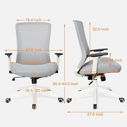 Big and Tall Home Office Desk Chair 500lb Capacity for Heavy People, Ergonomic Wide Mesh Desk Chair with Stepless Recline & Lock, 5.5" Thick Cushion, High Back, Adjustable Height & Armrests