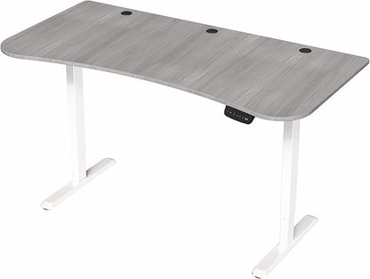 VIVO Electric 63 x 32 in Standing Desk, Memory Height Adjustment, 176 lb Frame Support, 2E Series, Dark Gray Top White Frame, DESK-KIT-2EWG