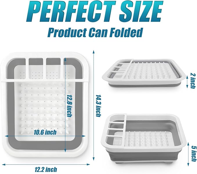 Collapsible Dish Drying Rack Portable Dish Rack for Kitchen RV Campers Travel Trailer - Space Saving Kitchen Storage Tray, Send Goods from Local Warehouse
