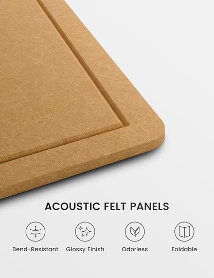 Fluxynara Large Bulletin Board, 47.2" x 35.4"Cork Board Alternative with 24 Safe Removable Adhesive Tabs, Foldable Felt Pin Board for Home Office, Classroom, Bedroom,Entryway for Walls— Mustard Yellow