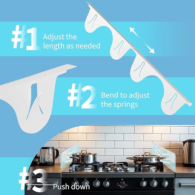 Stainless Steel Stove Counter Gap Cover (2 Pack, White), Stove Gap Guard, Stove Gap Filler for Kitchen, Range Trim Kit, Heat Resistant with Easy Clean, Adjustable Length 13.8” to 27.5”