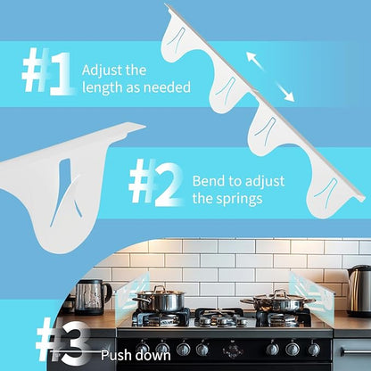 Stainless Steel Stove Counter Gap Cover (2 Pack, White), Stove Gap Guard, Stove Gap Filler for Kitchen, Range Trim Kit, Heat Resistant with Easy Clean, Adjustable Length 13.8” to 27.5”