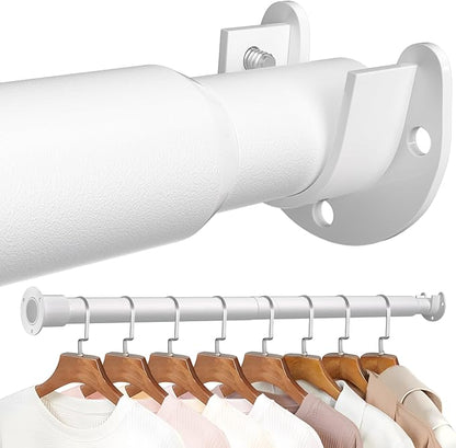Mavivegue Closet Rod, 17 to 84 Inch Adjustable Closet Rods for Hanging Clothes, White, Hanging Rod for Closet Wardrobes Laundry RV, Bathroom