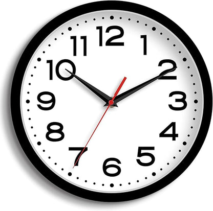 Roymnie Wall Clock 10 Inch Silent Non-Ticking Modern Clock Battery Operated Classic Simple Minimalist Analog Decorative for Kitchen, Living Room,Office, Bedroom, Bathroom (Black)