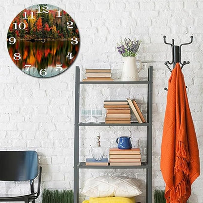 Lakes Wall Clock 10 Inch Silent Non Ticking Battery Operated Wooden Modern Office Simple Minimalist Clock Decorative for Kitchen Home Bathroom Living Room