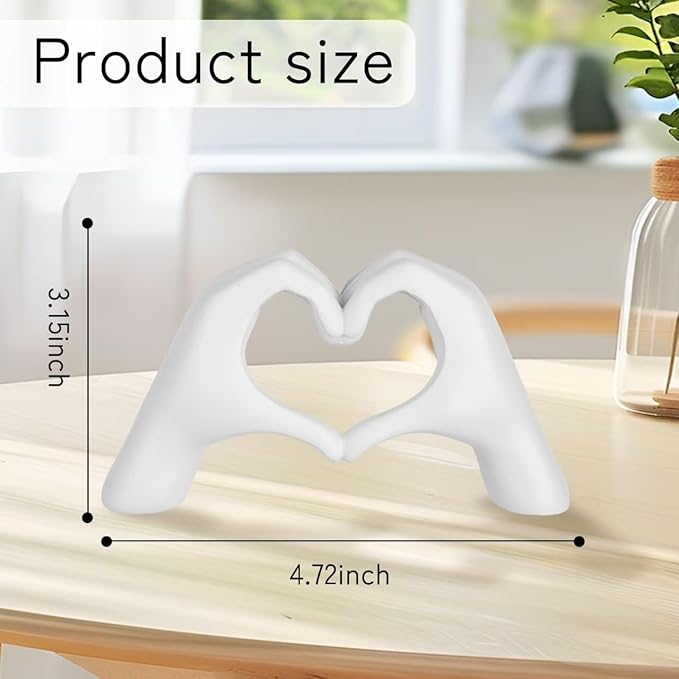 Small White Decor,Resin Heart Hands Sculpture for Living Room Bedroom Bookshelf Shelves Office Desk Decor,Love Finger Modern Statue for Wedding Decorations,Unique Birthday for Women Girls.