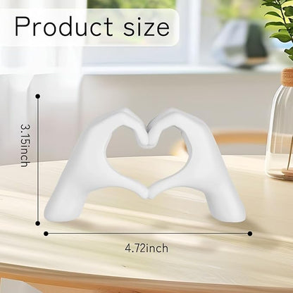 Small White Decor,Resin Heart Hands Sculpture for Living Room Bedroom Bookshelf Shelves Office Desk Decor,Love Finger Modern Statue for Wedding Decorations,Unique Birthday for Women Girls.