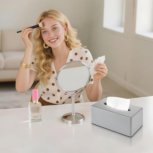 Y-in Hand Tissue Box Cover, Rectangular Facial Tissue Holder with Bottom, Decorative Storage Box for Bathroom Vanity, Toilet Tank, Car, Dressers, Night Stand, Rv, Parlors and Offices - Grey