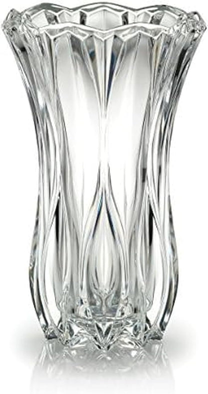 Celebrations by Mikasa Blossom Crystal Vase 12 Inch - Sculpted Flower Design for Fresh Bouquets, Home Decor, Centerpieces - Traditional and Contemporary Style
