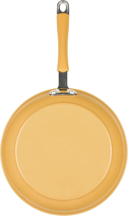 Rachael Ray Cucina Ceramic Cookware Set - 13 Pieces - Ceramic Pots and Pans Set w/Nonstick Frying Pans, Saute Pan, Saucepans, Stockpot, Lids, Pan Protectors - Turmeric