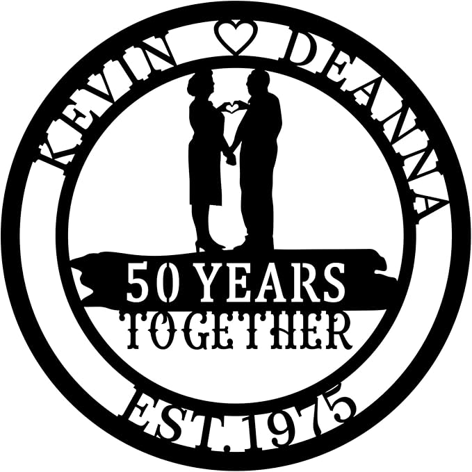 50th Wedding Gifts for Parents 20th/30th/40th/60th/Every Anniversary Wedding Gifts for Couple Parent Husband Wife, Best Anniversary Custom Gifts, Custom Metal Name Sign