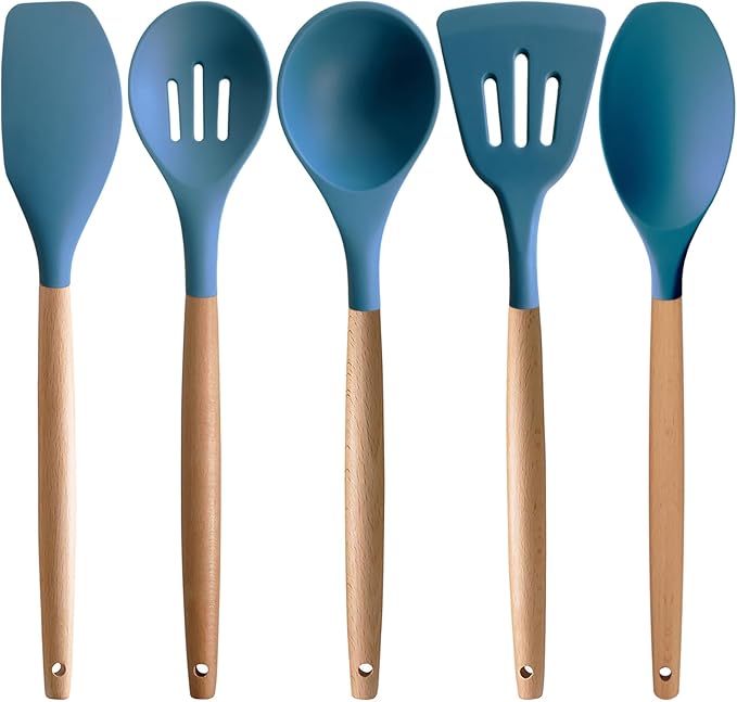 TTVOVO Cooking Utensils Set, Blue 5Pcs