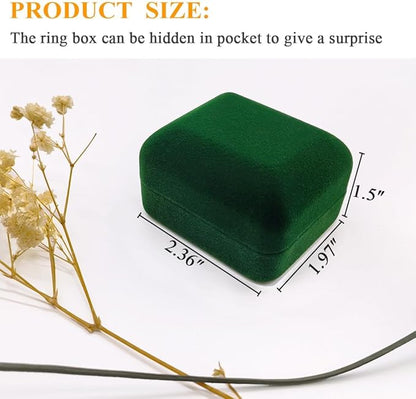 GBYAN 2 Pieces Velvet Ring Box, Jewelry Display Gift Box, Ring Case for Proposal,Engagement, Wedding,Green