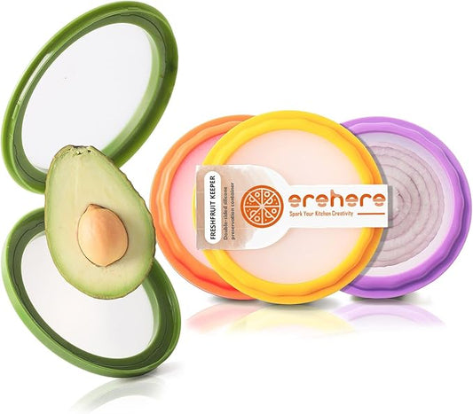 4-Piece Airtight Food Storage Containers Set – Avocado Saver, Onion Keeper, Silicone Kitchen Organizers for Fridge, Reusable & Leak-Proof to Lock in Freshness