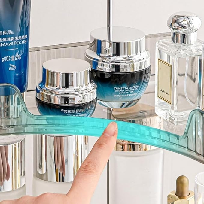 Grey Bathroom Counter Shelf - 2 Tier Vanity Organizer for Skincare, Makeup, Toiletries, Lotions & Perfumes