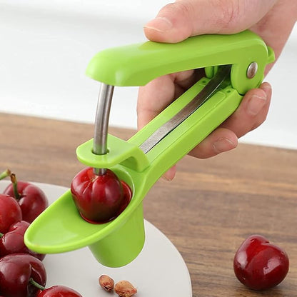 Cherry Pitter Tool, Cherry Pit Remover Tool, Cherry Picker, Fruit Core Remover Design for Make Delicious Cherries Dishes and Cocktail Cherries (Green)