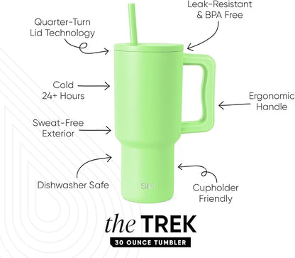 Simple Modern 30 oz Trek Tumbler with Handle and Straw Lid | Cup Holder Friendly Insulated Stainless Steel Travel Mug | Baja