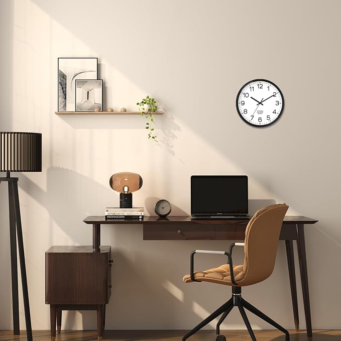 XNM 2 Pack Black Wall Clock 8 Inch Small Classic Wall Clocks Battery Operated Modern Minimalist Wall Clock for Living Room Bedroom Silent Non Ticking