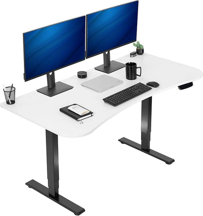 VIVO Electric 63 x 32 in Standing Desk, Touch Screen Adjustment, 220 lb Frame Support, 2E Series, White Top Black Frame, DESK-KIT-2EBW