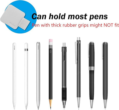 ProCase (5 Pack) Pen Loop Holder for Notebooks Journals Planners Tablet Case, Self Adhesive Leather Pencil Holder with Elastic Loop for Pens, Apple Pencil, Stylus Pen -Silver