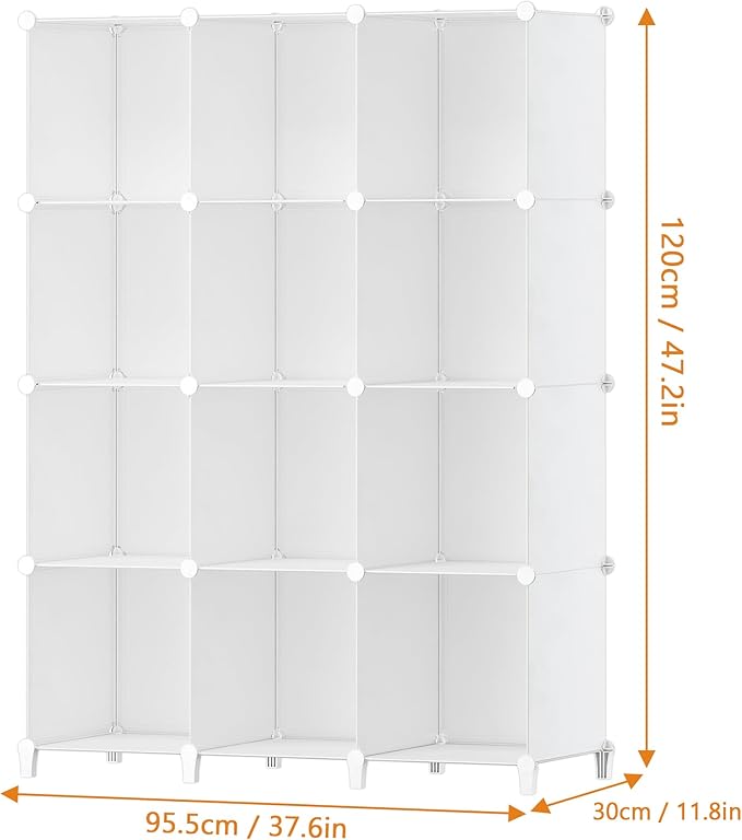 Closet Organizer, 12 Cube Closet Organizers and Storage, Portable Closet Shelves Clothing Storage, White