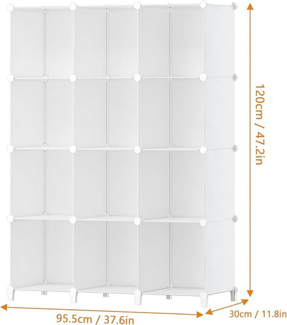 Closet Organizer, 12 Cube Closet Organizers and Storage, Portable Closet Shelves Clothing Storage, White