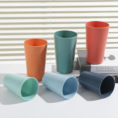 HEYCOME 24 Pcs Unbreakable Plastic Cups Set, 20 oz Reusable Plastic Cups, Stackable Water Tumblers, Drinking Cup for Kitchen, Outdoor, BPA-free, Dishwasher Refrigerator and Microwave Safe, Dark Blue