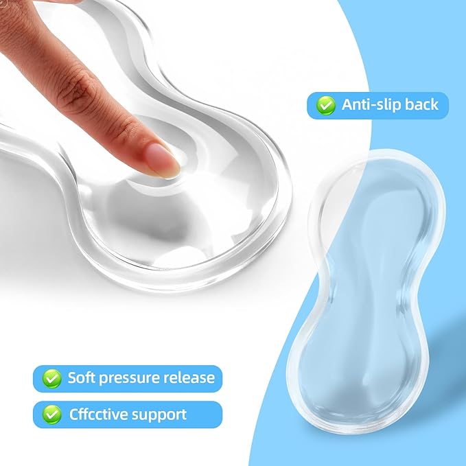 Mouse Wrist Rest Pad, Gel Mouse Wrist Rest, Comfortable Cool Silicone Gel Ergonomic Cushion,Non-Slip Base Wrist Support Cushion for Gaming, Computers, Laptops, Office Transparent