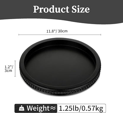 Hanobe Decorative Serving Tray Wood: Black Bead Round Tray for Coffee Table Rustic Wooden Trays Decor Farmhouse Kitchen Counter Circle Tray Vintage Centerpiece for Living Room Home Organizer