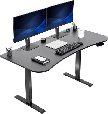 VIVO Electric 63 x 32 in Standing Desk, Touch Screen Adjustment, 220 lb Frame Support, 2E Series, Black Top Black Frame, DESK-KIT-2E1B