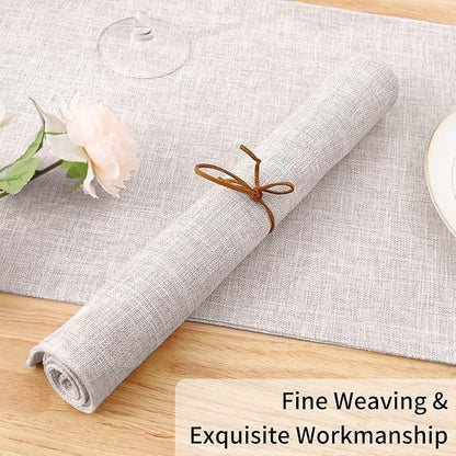 Homaxy Cloths Placemats for Dining Table Set of 8, Heat Resistant Washable Cotton Linen Blend Table Mats, Easy to Clean Place Mats for Indoor Outdoor Party Kitchen Decoration, 13" x 19", Beige