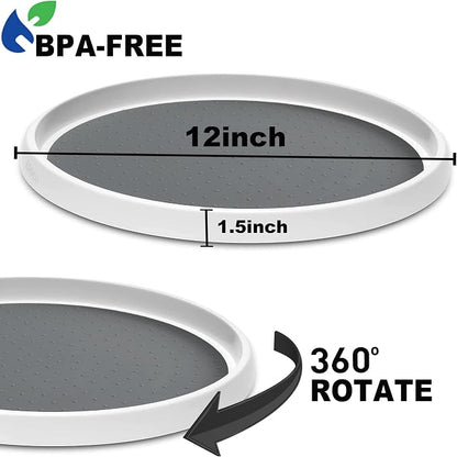 Set of 2, 12 Inch Non-Skid Lazy Susan Organizer, Pantry Lazy Susan Turntable for Cabinet, Kitchen Cabinet Organizer, Pantry Organization and Storage -Size- 12"x1.5"