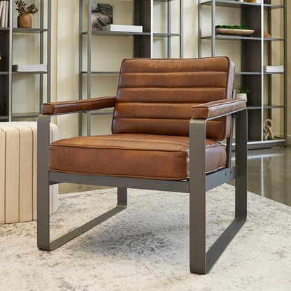 NBF Ergonomic Office Lounge Chair with Armrest - Guest Chairs, Reception Chairs with Warm Ash Polyurethane & Metal Frame - 30.71" D x 28.35" W x 29.5" H, Charcoal, Gray