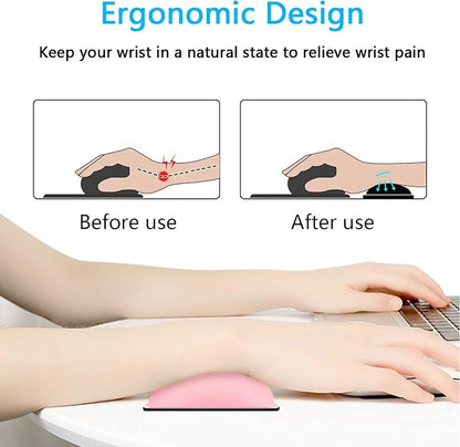 Dapesuom Mouse Wrist Rest, Ergonomic Memory Foam Mouse Wrist for Computer Desk Mats Support, PU Leather Hand Rest Pad Cushion for Gaming, Laptop, Men, Women, Pain Relief & Easy Typing, Pink