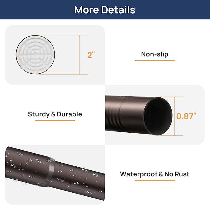 ENJOYBASICS 2 Pack Adjustable Spring Tension Curtain Rods 32 to 66 Inches, Stainless Steel Bronze Shower Rod No Drilling for Window, Bathroom, Closet, Room Divider, 7/8" Diameter