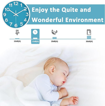 HIPPIH Wall Clock 2 Pack, 10 Inch Modern Wall Clocks Battery Operated, Non Ticking Silent Wall Clock, Simple Small Analog Wall Clock for Living Room, Bedroom, Kitchen, School, Office, Blue