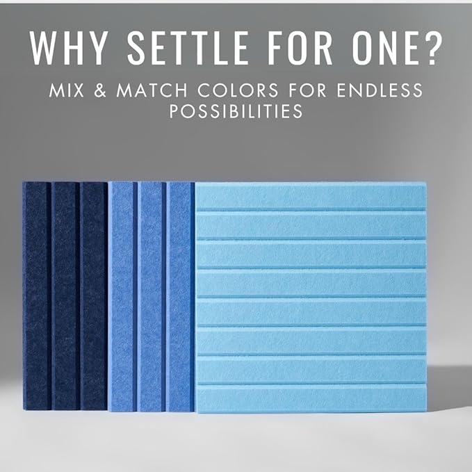 Large Bulletin Board 48"x36" - Office Wall Organizer, Replace Your Old Cork Boards for Walls for Office Decor -12-Pack Felt Wall Panels to Use in Home Office Decor, Classroom Decor (Indigo)