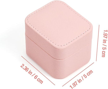 SANQIANWAN PU Leather Wedding Ring Box Jewelry Case for Proposal Engagement Ring Box Jewelry Display Box Gift Box for Birthday and Anniversary (Light Pink-B)