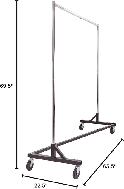 Econoco Commercial Garment Rack - Rolling Clothes Rack, Heavy Duty (Z Rack with Garment Cover, Black)