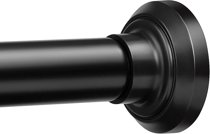 ENJOYBASICS Matte Black Shower Curtain Rod 30 to 52 Inches, Stainless Steel Adjustable Spring Tension Rods No Drill for Bathroom, Closet, Window, Room Divider, Never Rust, Non Slip