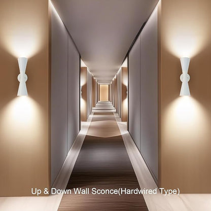 Modern Indoor Wall Sconce Up and Down White Wall Sconce Mid Century Indoor Wall Light Fixture Hardwired Wall Mounted Lamp for Living Room Bathroom Bedroom Hallway 13 Inch