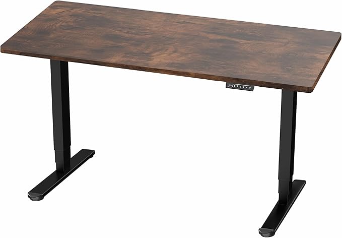 VIVO Electric 60 x 24 in Dual Motor Sit Stand Desk, Memory Height Adjustment, 2B Series, Rustic Vintage Brown Top Black Frame, DESK-KIT-2B6N