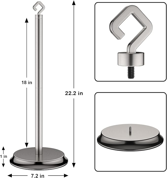 KASUNTO Toilet Paper Holder for Bathroom, Metal Free Standing Toilet Paper Storage with Rustproof, Tissue Paper Roll Stand for Bathroom Accessories (Brushed Nickel)